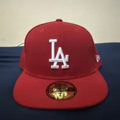 赤 LA 59FIFTY キャップ 7 3/8