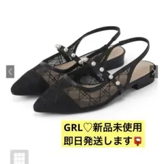 【GRL♡新品未使用】パールストラップシアーミュールサンダル　ブラック24.0㎝のサムネイル