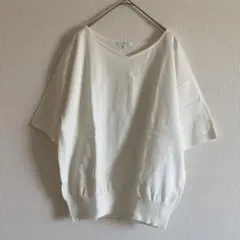 【美品】グローバルワーク 洗えるサラサラVネックプルオーバー アイボリー M