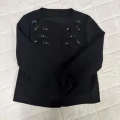お値下げ　OPTIリボン パール ノーカラージャケット ブラック
