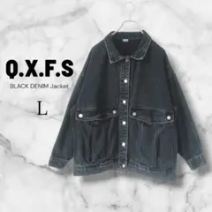 【SHEIN】Q.X.F.S ブラックデニムウォッシュジャケット ジージャンLのサムネイル