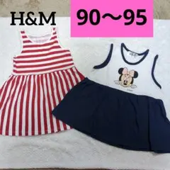 ★H&M★90サイズ★ 赤と白のストライプワンピース★のサムネイル