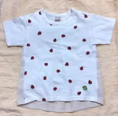 美品 petit main プティマイン てんとう虫柄 Tシャツ 110