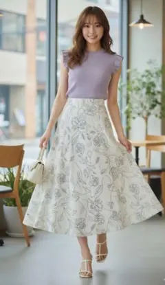 INGNI allamanda(アラマンダ) 手書き風花柄／マーメイドスカート