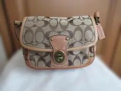 COACH【コーチ】ショルダーバッグ　シグネチャー　キャンバス×レザー　ブラウン