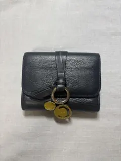 リッツ様】Chloe 長財布 折り財布 レザー 黒 Cチャーム ゴールド金具