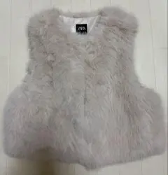 ZARA グレー ファー ベスト M
