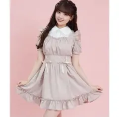 Secret Honey ウエストレースアップ半袖ワンピース