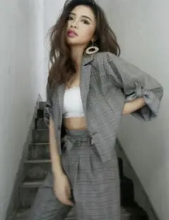 GYDAチェックベルトテパードパンツ(M)新品☆musinsaMUSENTザラ