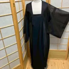 ［5806］道行コート 夏物 縞帳 紗 正絹 着物 黒
