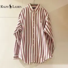 ストライプ Ralph Lauren ボタンダウンシャツ 胸元ロゴ 長袖 L