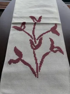 アンティーク名古屋帯☆織り物の風合いがあるオフホワイトのベースに花