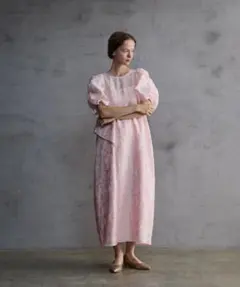 ANDRESD bubble sleeve jacquard dress