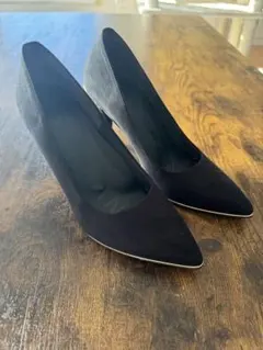 ESPERANZA 黒 スエード パンプス 21.0