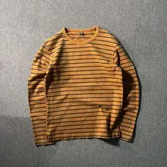 UNIQLO メンズ S ボーダー カットソー 肉厚 クルーネック ロンT