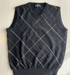 Aquascutum ブラック Vネック ベスト Lサイズ