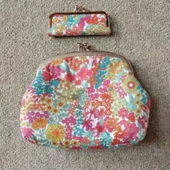 リバティ　がま口ポーチ＆印鑑ケース