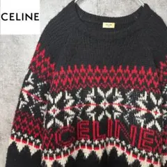 XXL CELINE セリーヌ　フェアアイル ボクシーセータークルーネックニットのサムネイル