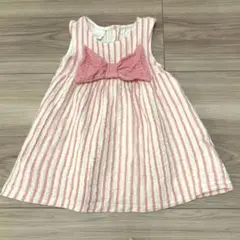 ZARAキッズノースリーブリボンストライプワンピース