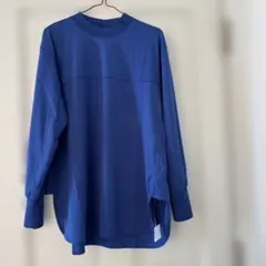 元町ぜラール、ギザコットン混￼ロイヤルブルー長袖チュニックプルオーバーサイズL￼