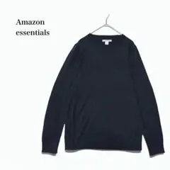 アマゾン 長袖ニット セーター 綿 カジュアル シンプル 無地 黒 Lサイズのサムネイル