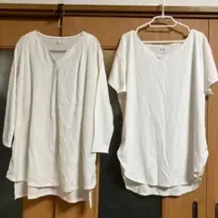 earth music&ecology ホワイト Vネック Tシャツ