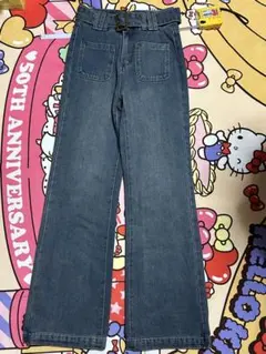 ベルト付き ハイウエストデニムパンツのサムネイル