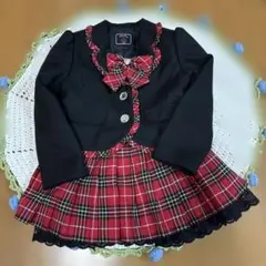 フォーマル　スーツ 女の子サイズ120 黒と赤のチェック
