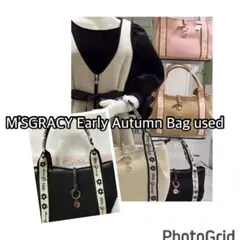 M'S GRACY ロゴテープ ハンドバッグ ブラック