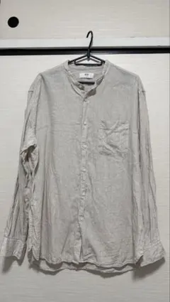 UNIQLO プレミアムリネンスタンドカラーシャツ（長袖）Lサイズ ベージュ