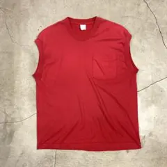 80s USA製 フルーツオブザルーム フェード 赤 ポケT 無地 ヴィンテージ