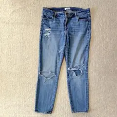 LOFT CURVY SKINNY ダメージストレッチジーンズ 大きいサイズ