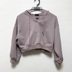 Love toxic Sサイズ ピンク 裏起毛クロップドパーカー