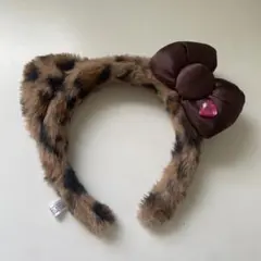 キティ ヒョウ柄ファーリボンカチューシャ