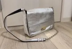 美品　エンポリオ アルマーニ シルバーレザー製クロスボディバッグ