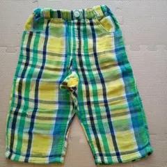 緑と黄色のチェック柄 ハーフパンツ （130）