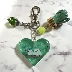 7074☆ シマエナガ　キーホルダー　チャーム　レジン　ハンドメイド