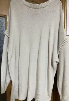 LOWRYS FARM ベージュ ボタン付き オーバーサイズニット