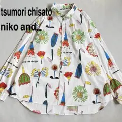 【ニコアンド×ツモリチサト】コラボシャツ 花柄 綿100% 派手柄 S 長袖　白