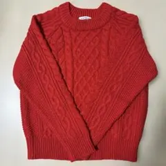 チャオパニック　ケーブルニット　Fサイズ　長袖セーター　赤