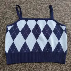 ジーユー　アーガイル　クロップド　ニット　キャミソール　М