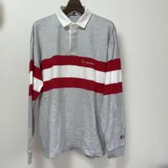Champion 長袖ポロシャツ グレー/赤/白