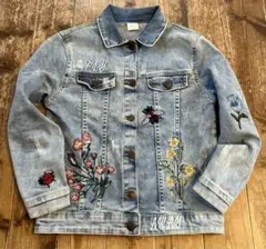 【新品未使用】ZARA ザラ　ガールズ　刺繍デニムジャケット　ジージャン