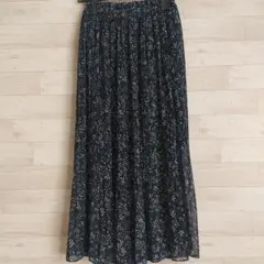 Deux Amour プリーツ花柄スカート フリーサイズ