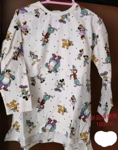 新品未使用 フタフタ ミッキー 総柄 ロンT 100