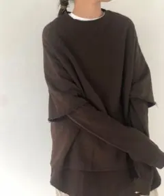 チャオパニック　レイヤードスウェット　オーバーサイズ　ブラック　TODAYFUL