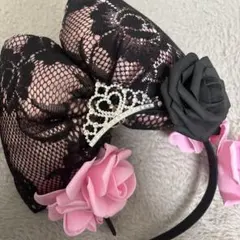 レース装飾ヘアバンドと花のセット