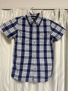 TOMMY HILFIGER キッズ シャツ チェック柄 半袖 ブルー ホワイト