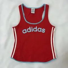 adidas 00s タンクトップ レッド M スリーストライプ　y2kのサムネイル