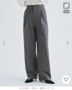 スラックス パンツ ウールライクボンディング ワイドパンツ レディース